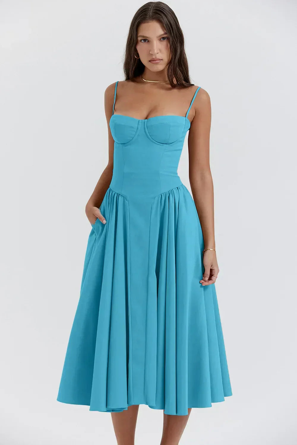 Jutte - Damen Ärmelloses Midikleid
