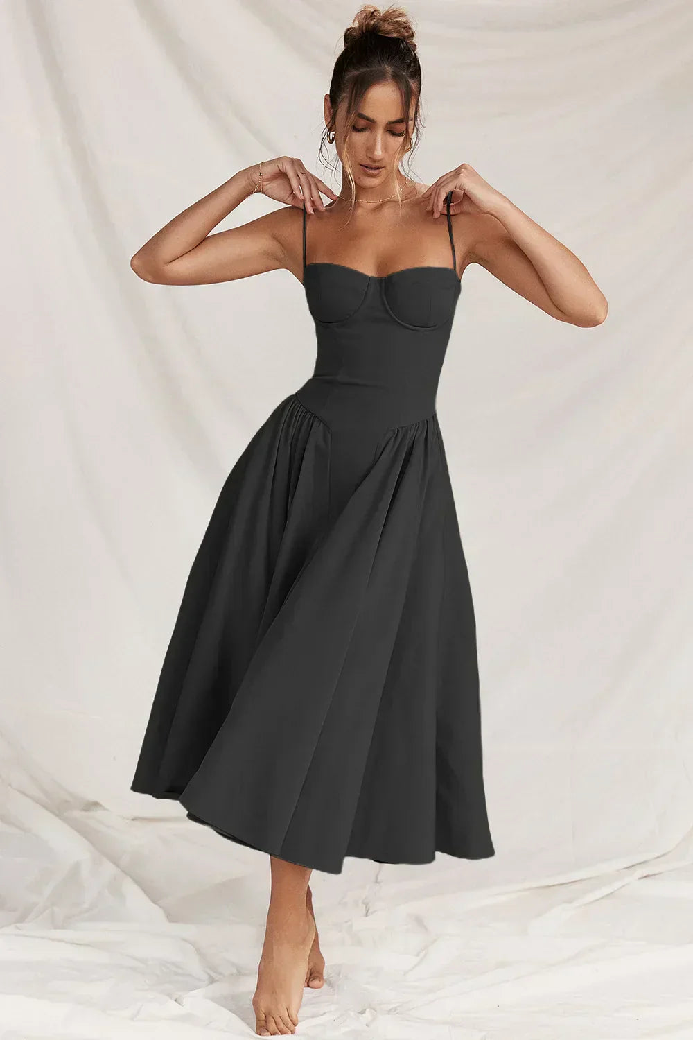 Jutte - Damen Ärmelloses Midikleid