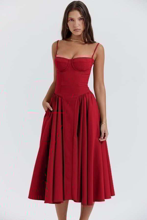 Jutte - Damen Ärmelloses Midikleid