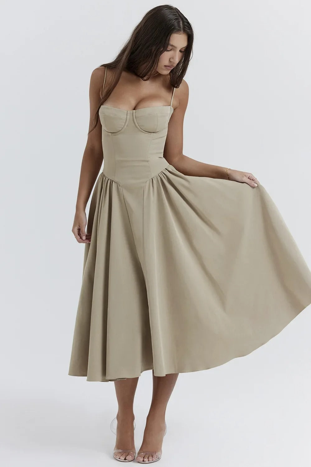 Jutte - Damen Ärmelloses Midikleid