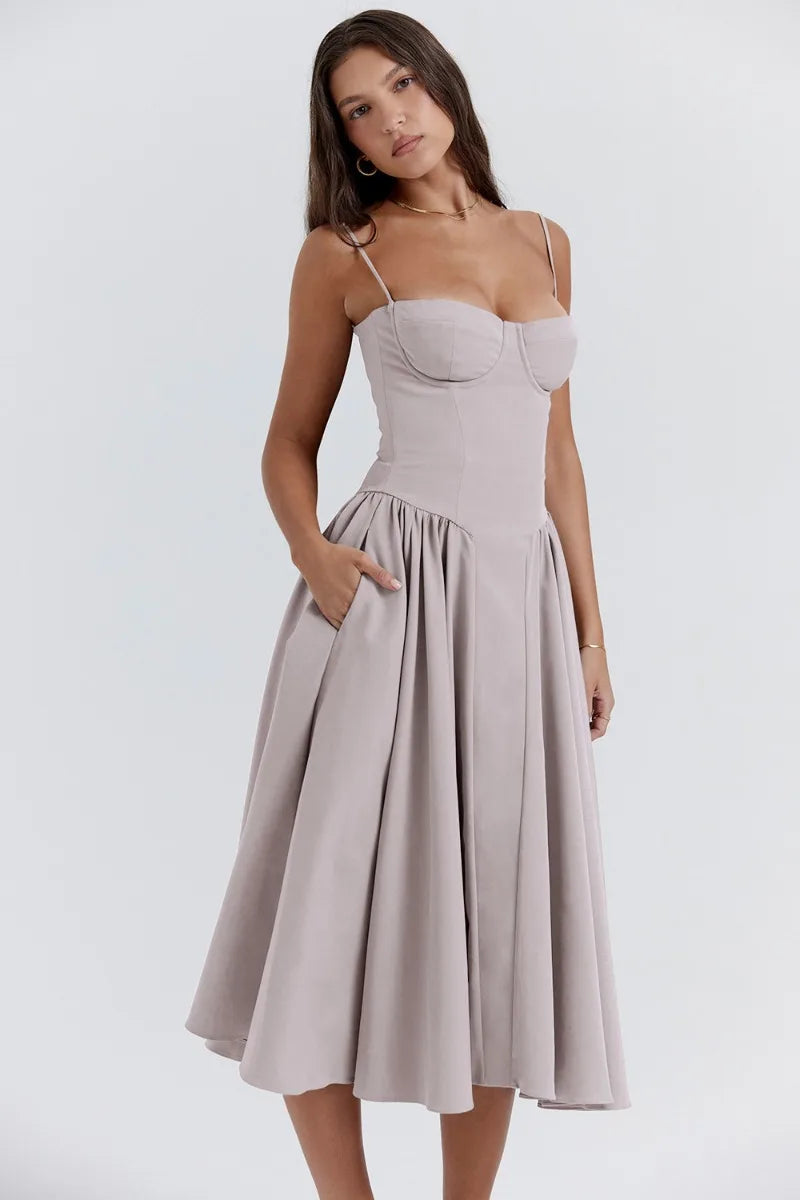 Jutte - Damen Ärmelloses Midikleid