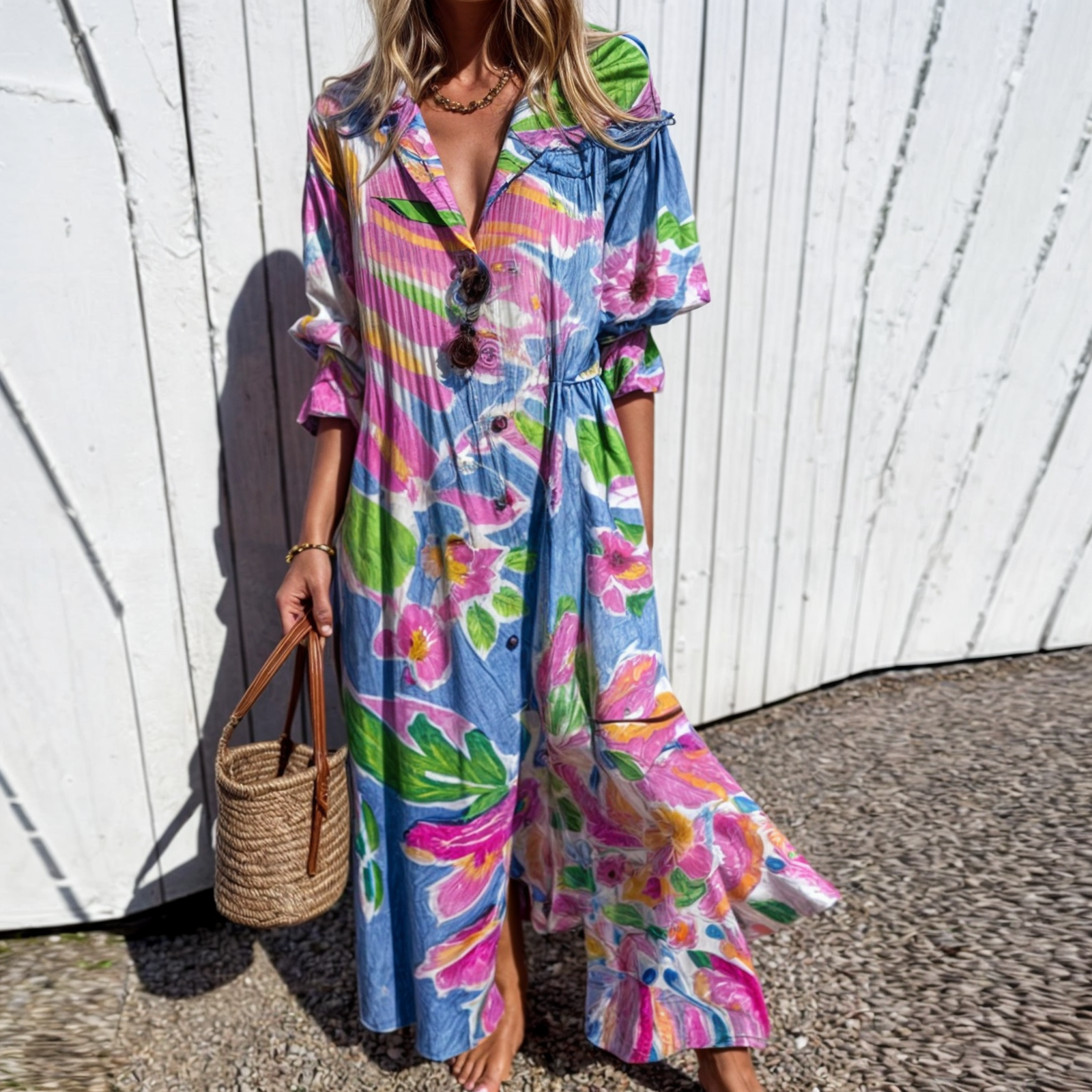 Noelia – Blusenkleid mit lebendigem Blumenprint